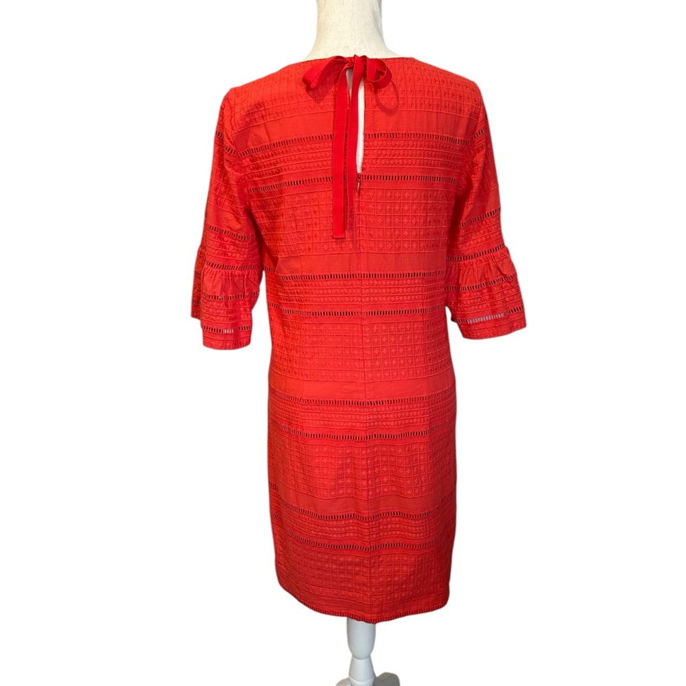 J.Crew Dress Flutter Sleeve Eyelet Shift Orange Red Women’s Size 2 - Picture 4 of 12